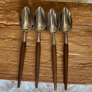 ⬇️ Mid Century Modern Grapefruit Spoons.Wood handle. Made in Japan